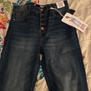 Celebrity Pink Jeans -exposed button fly flare